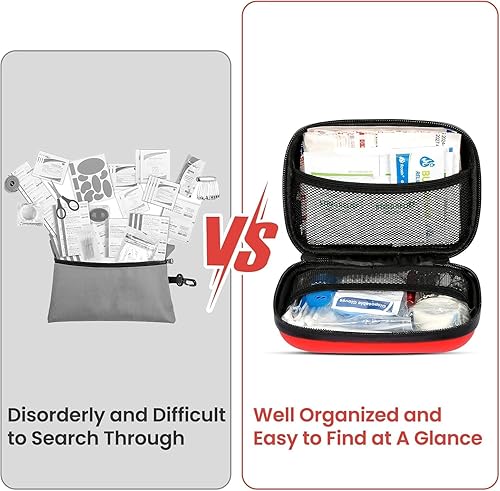 Miniatura 8 de Kit de primeros auxilios para viajes, automóvil y supervivencia de emergencia, suministros médicos compactos e impermeables con vendajes de trauma,