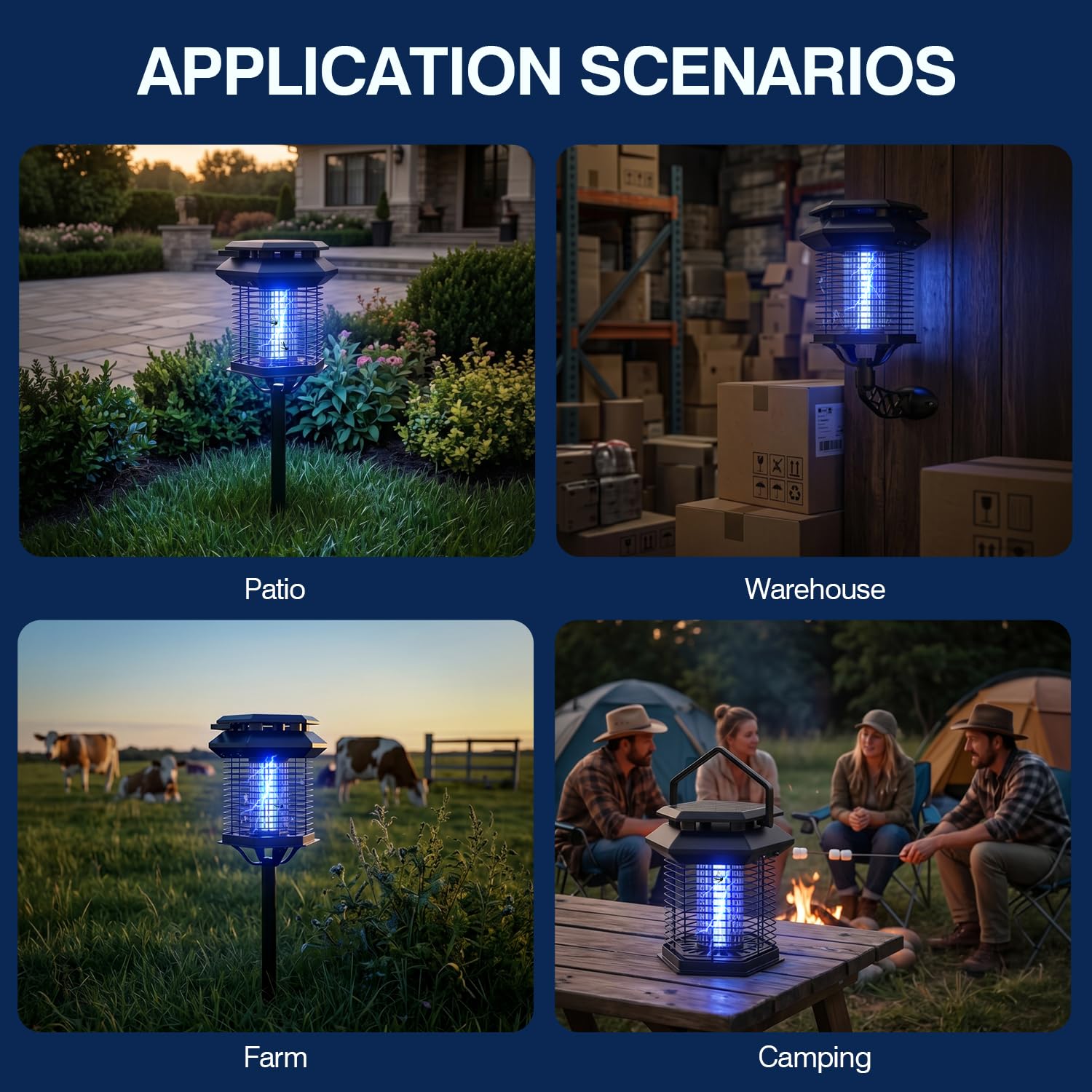 Solar Bug Zapper Outdoor, 10W Mosquito Zapper, Impermeabile Fly Killer, Ricaricabile Elettrico Mosquito Killer, Auto On/Off dal tramonto all'alba, Trappola per insetti senza fili per patio, cortile
