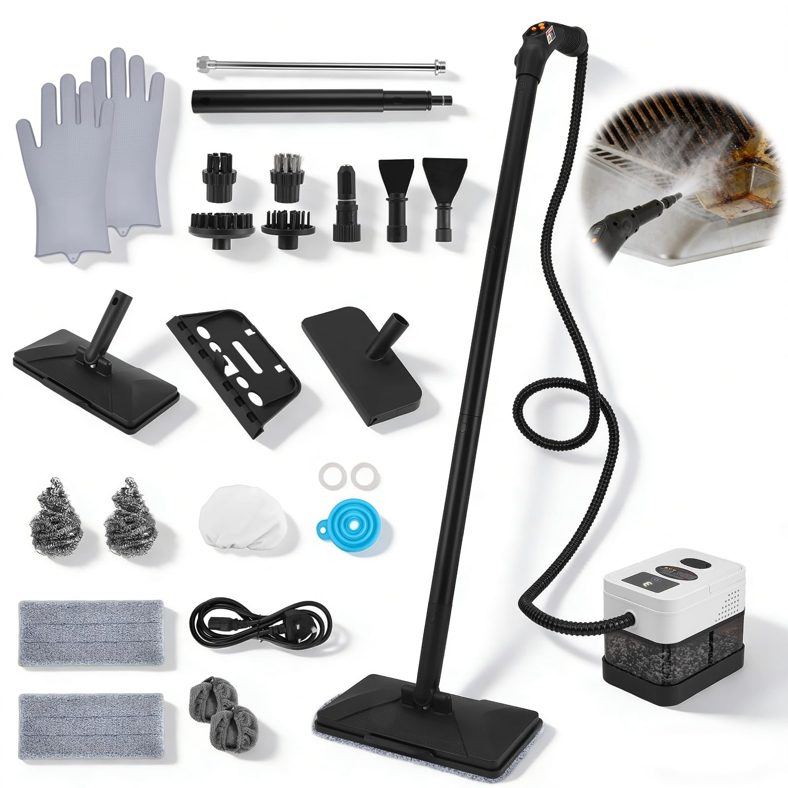 Limpiador a Vapor 2500 W, 1.8 L, Multisuperficie, Sin Químicos, Kit Completo