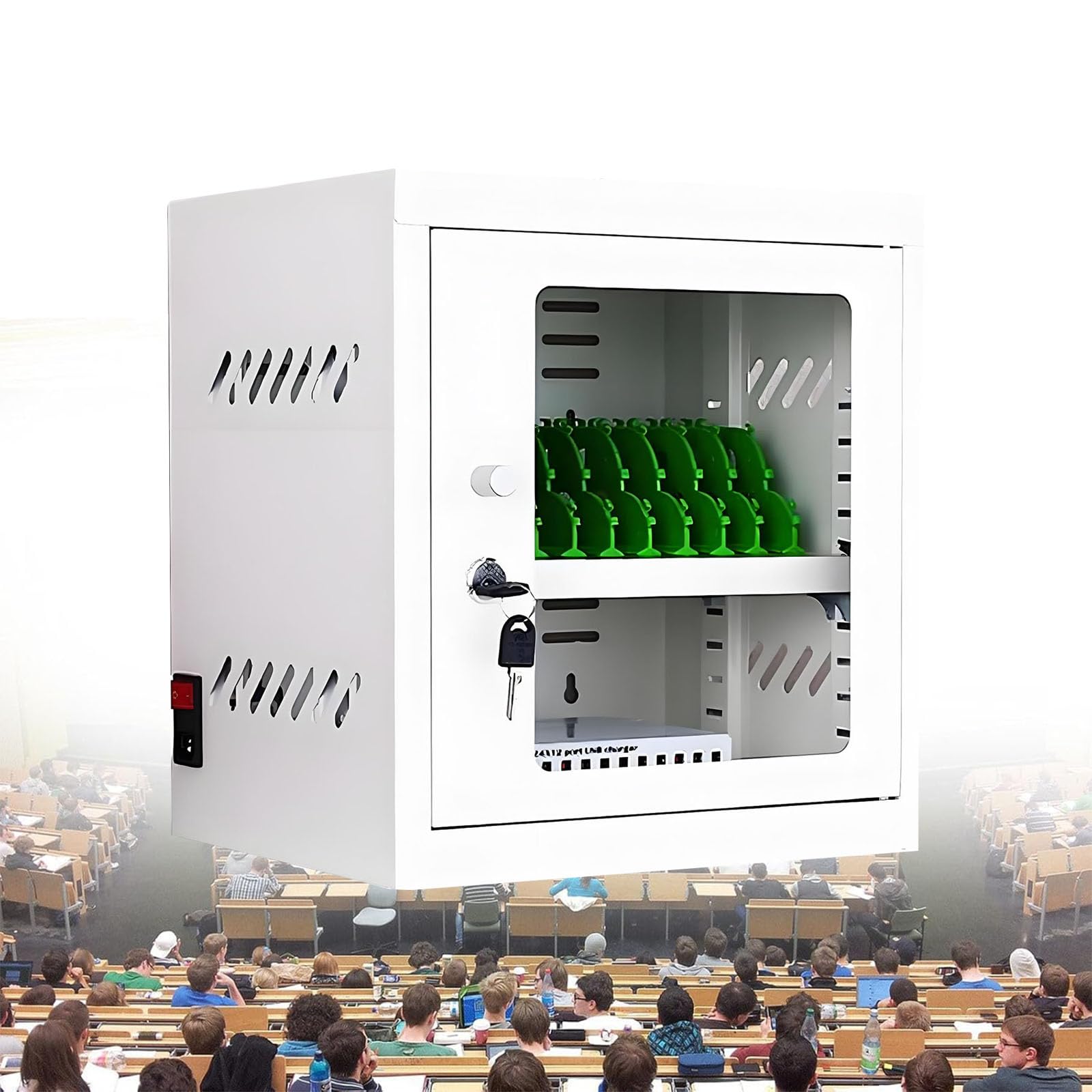 Station de charge mobile pour école et bureau avec casiers verrouillables