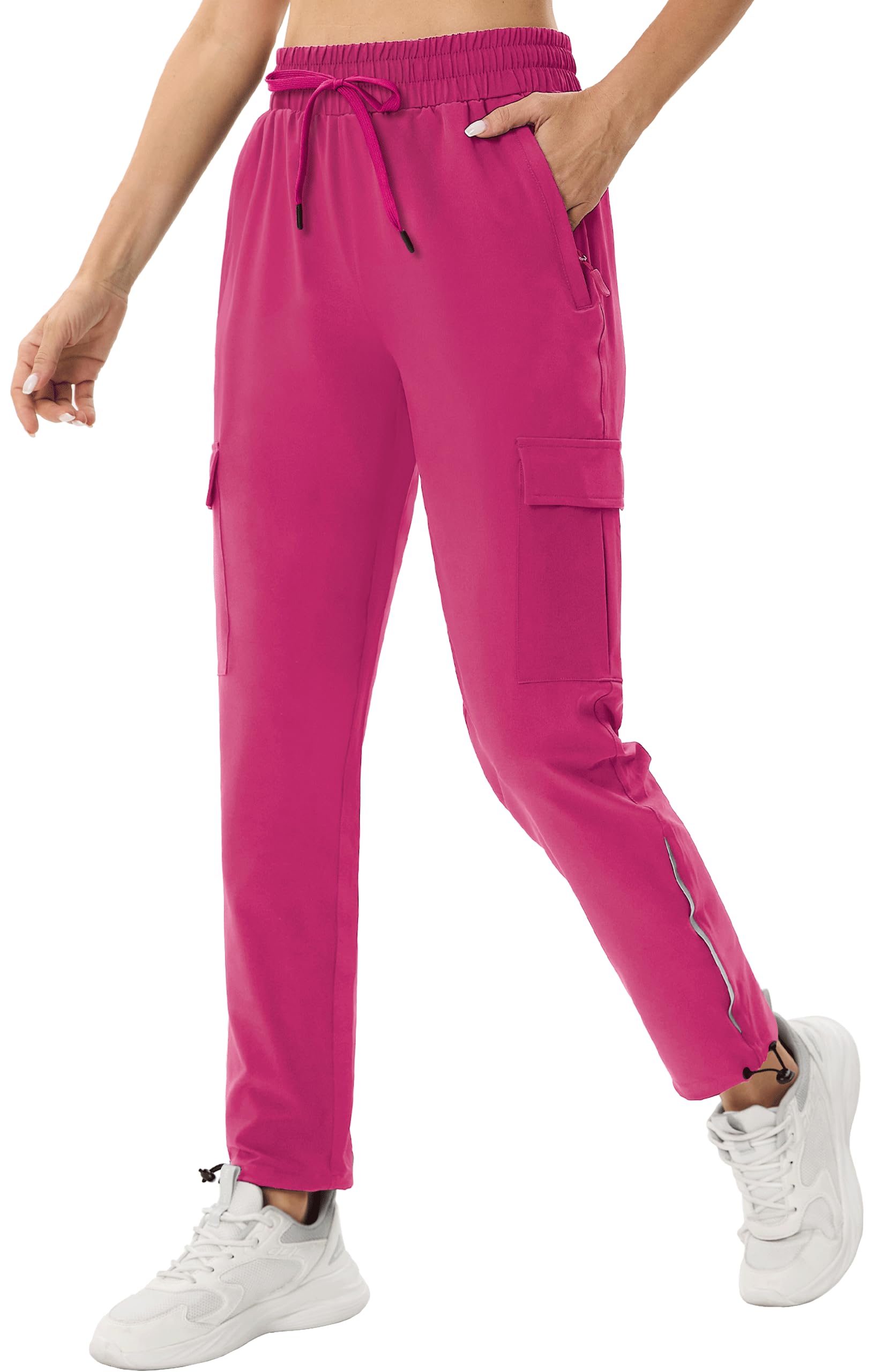ANGEL CITIZ Pantalon de Randonnée Femme Cargo Léger, Séchage Rapide & Respirant, Multi-Poches, Idéal pour Été, Trekking, Montagne, Extérieur et Travail