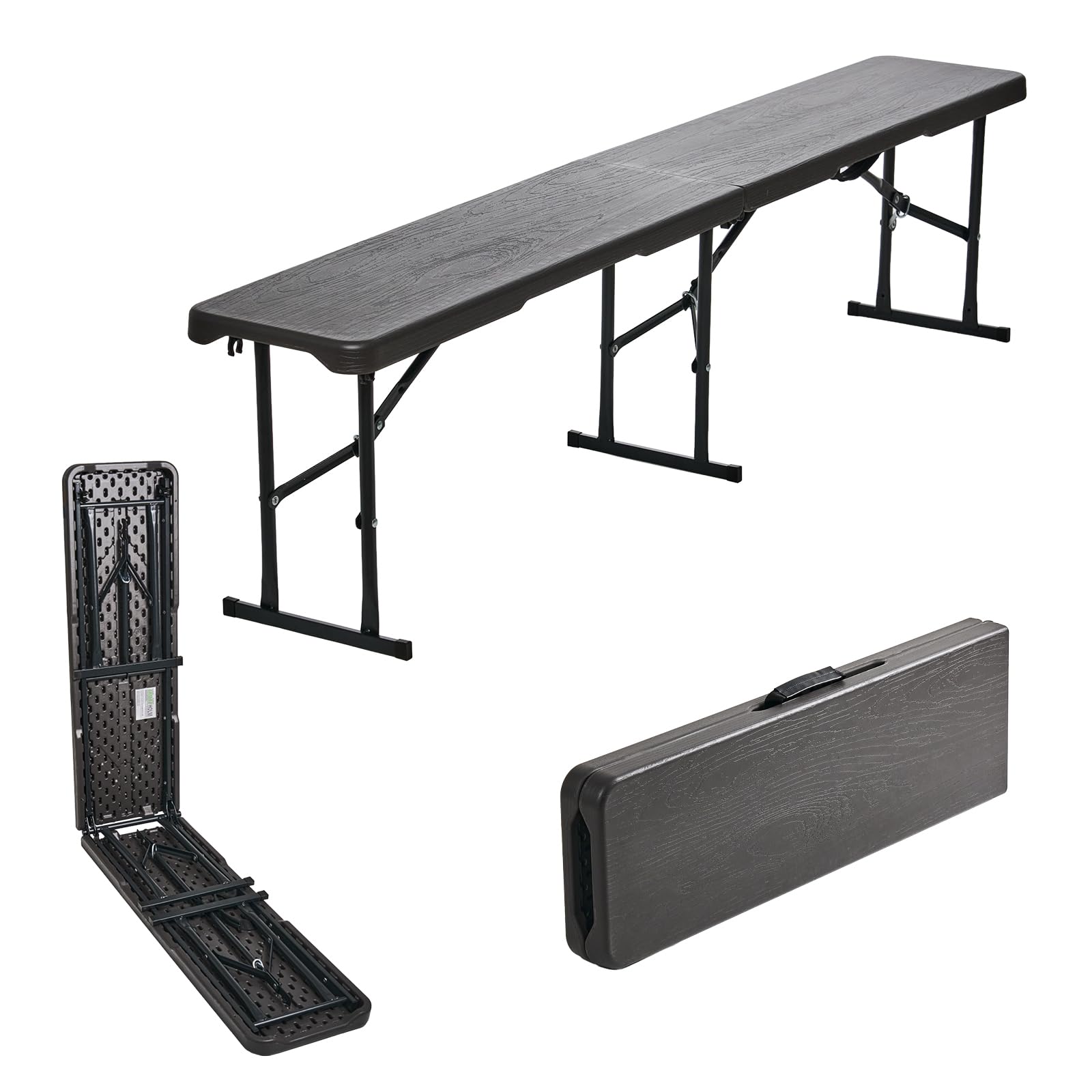 TRUTZHOLM Bierbank Klappbank aus Kunstoff Grau Holzoptik 180cm klappbar Bierzeltbank Campingbank
