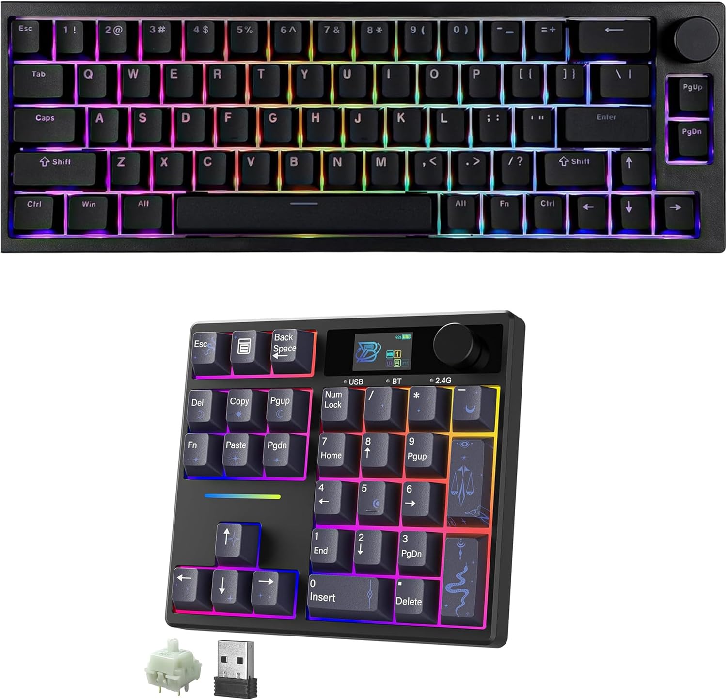 BOYI 31 Numpad+66Pro 65% Mechanical Keyboard with Screen Comb,Compact Gaming Keyboard for Win&Mac