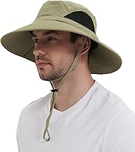 Wmcaps Sun Hats, Wide Brim UPF 50+ Sun Hats for Men Summer Beach Safari Hat UV Protection, Foldable Fishsing Walking Hiking Boonie Hat with Breathable Mesh and Adjustable Chin Strap