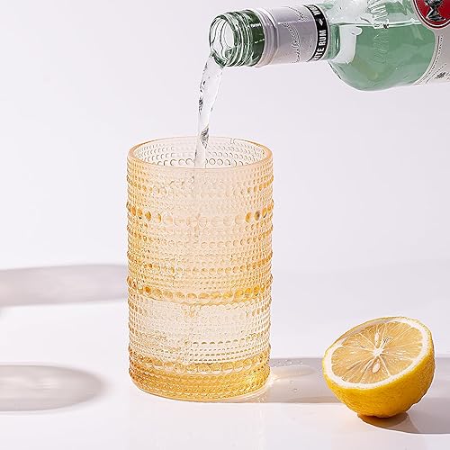 Miniatura 3 de SUNNOW Vaso de vidrio con forma de gota de lluvia de 12 onzas, vasos de té helado para agua, bebidas, jugo, vino, cerveza y cóctel, paquete de 6