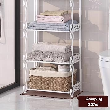 Folding Multi-Layer Storage Rack, Independent Storage Shelf with Reinforced Steel Pipes and Non-Slip Feet, Suitable for Kitchens, Living Rooms, Bedrooms, Bathrooms Gold 5-layer