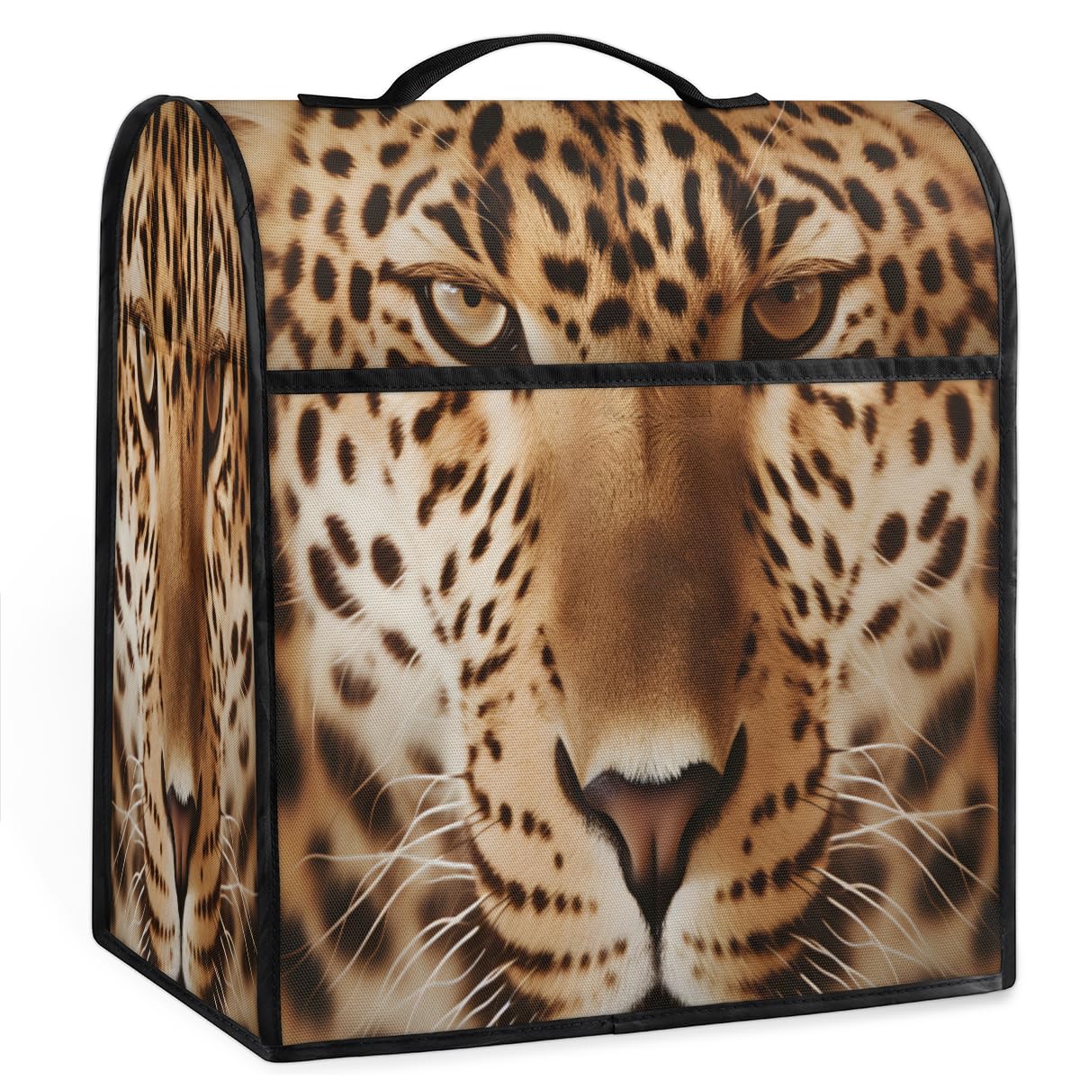 Coffee Maker Cover Animal Leopard Portrait Kitchen Appliance Covers Small Appliance Covers Blender Cover Juicer Cover Dust Covers for Kitchen Appliances with Top Handle and Pockets,Washable,C357
