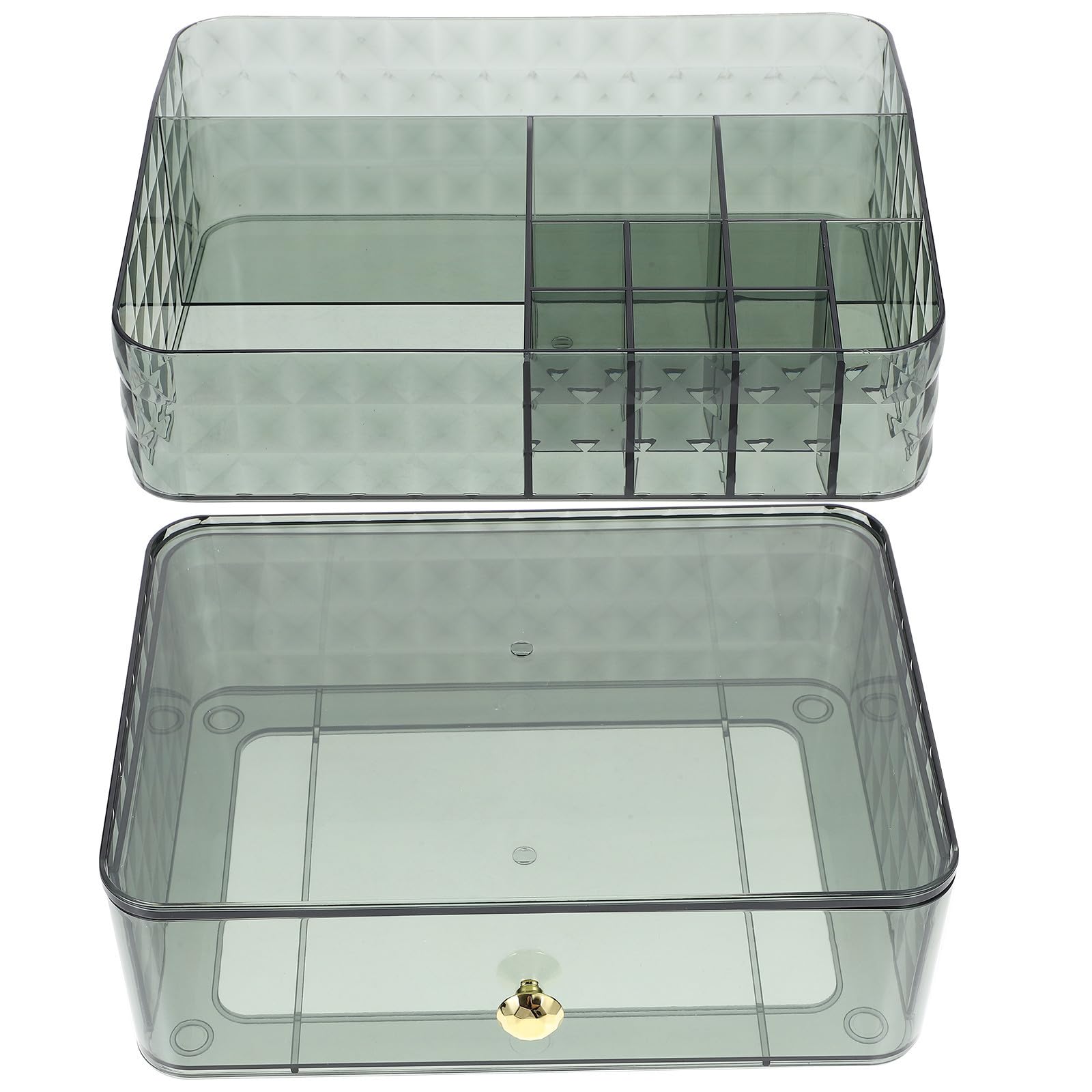 Organizzatore Cosmetici a Cassetti Verde per Scrivania, PET ABS