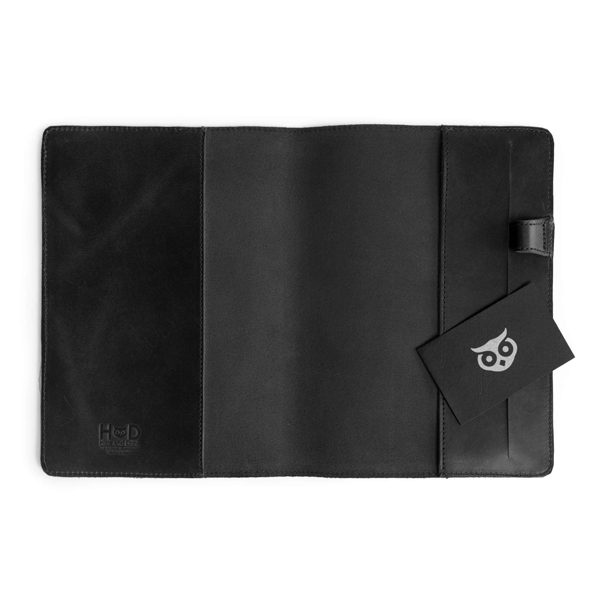 Hide & Drink, Custodia rigida per notebook Leuchtturm A5 (14,6 x 21,0 cm), copertina protettiva per diario, agenda personale, in pelle pieno fiore, accessorio da scrittura fatto a mano (nero antracite