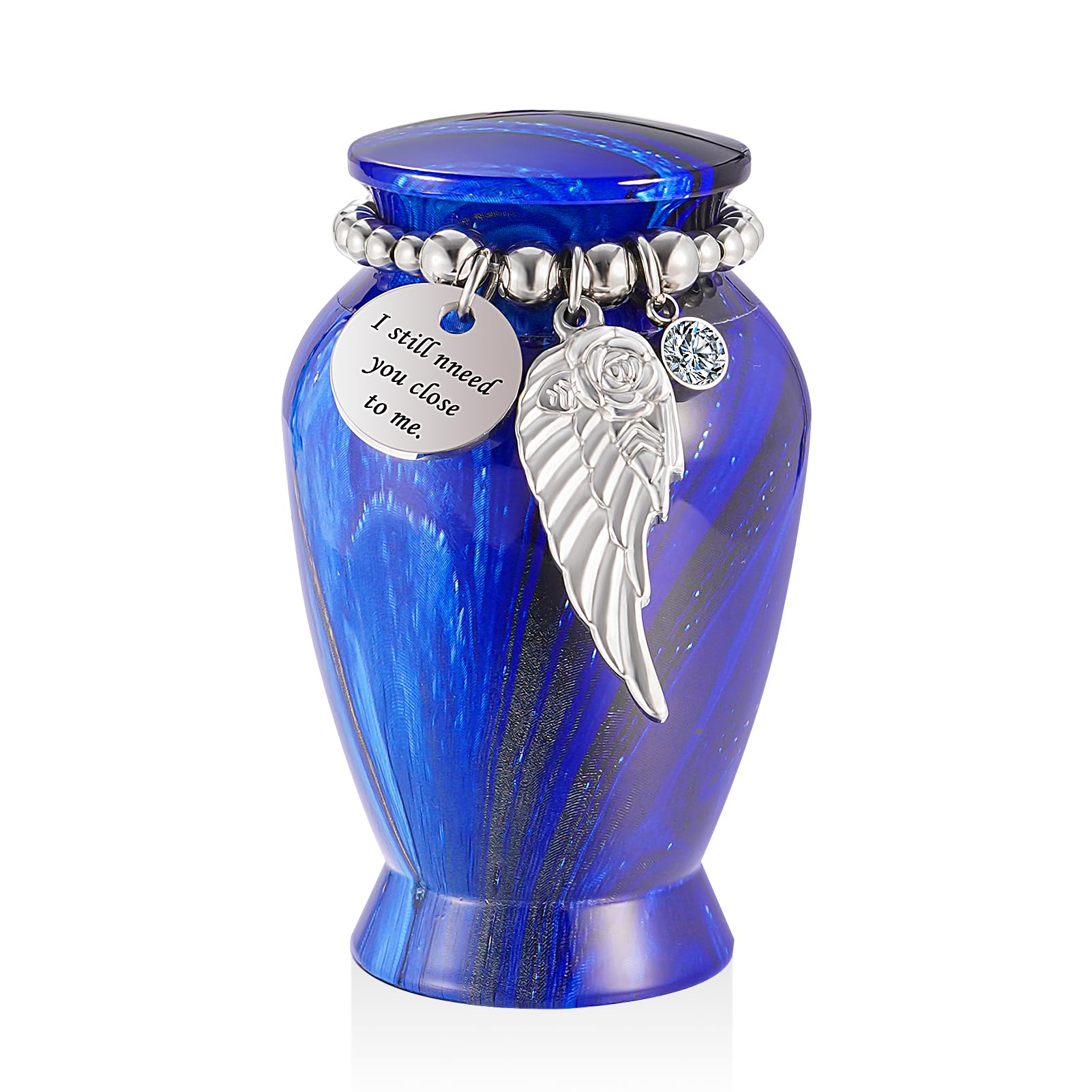 Dletay Small Urns for Human Ashes 2.85 Inch Mini Cremation Urns for Mom Dad Aluminum Keepsake Urns for Ashes Mini Keepsake Sharing Urns-Navy Blue