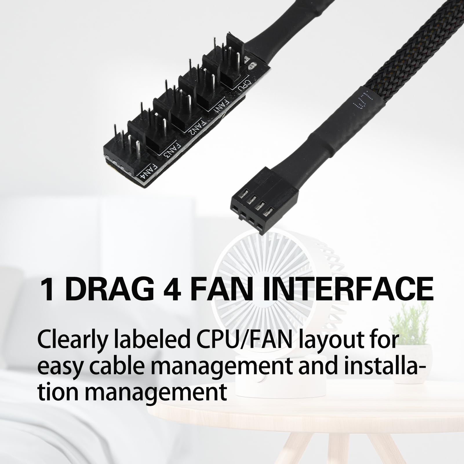 2 Stück Splitter-Lüfter PWM 5-Wege-PWM-Lüfter, 4-poliger Splitter-Hub für PC, 12 V, Adapterkabel für CPU-Lüfter und Gehäuse, für 3-polig, 4-polig, PWM-Geschwindigkeitskontrolle (40 cm)