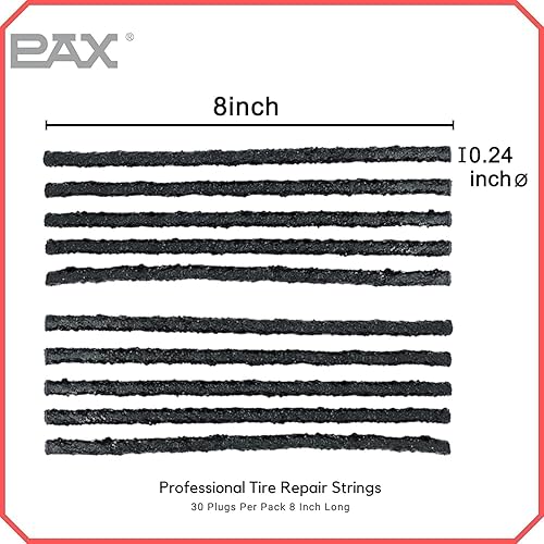 Miniatura 10 de PAX Kit de 30 tapones de reparación de neumáticos marrones de 8 pulgadas, tira de sellado sin cámara para reparación de pinchazos, cuerda de sellado