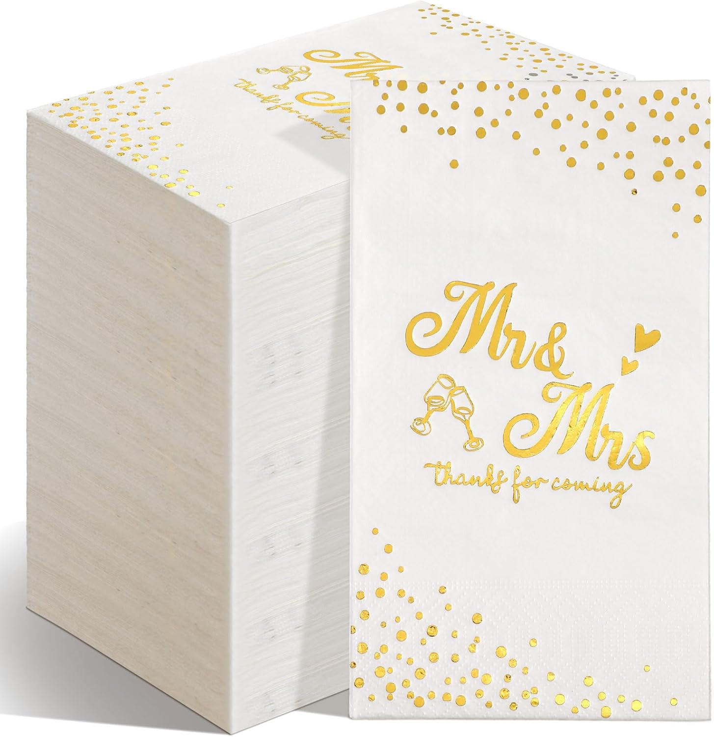 200 Pcs Wedding Napkins Disposable Gold Mr and Mrs Napkins