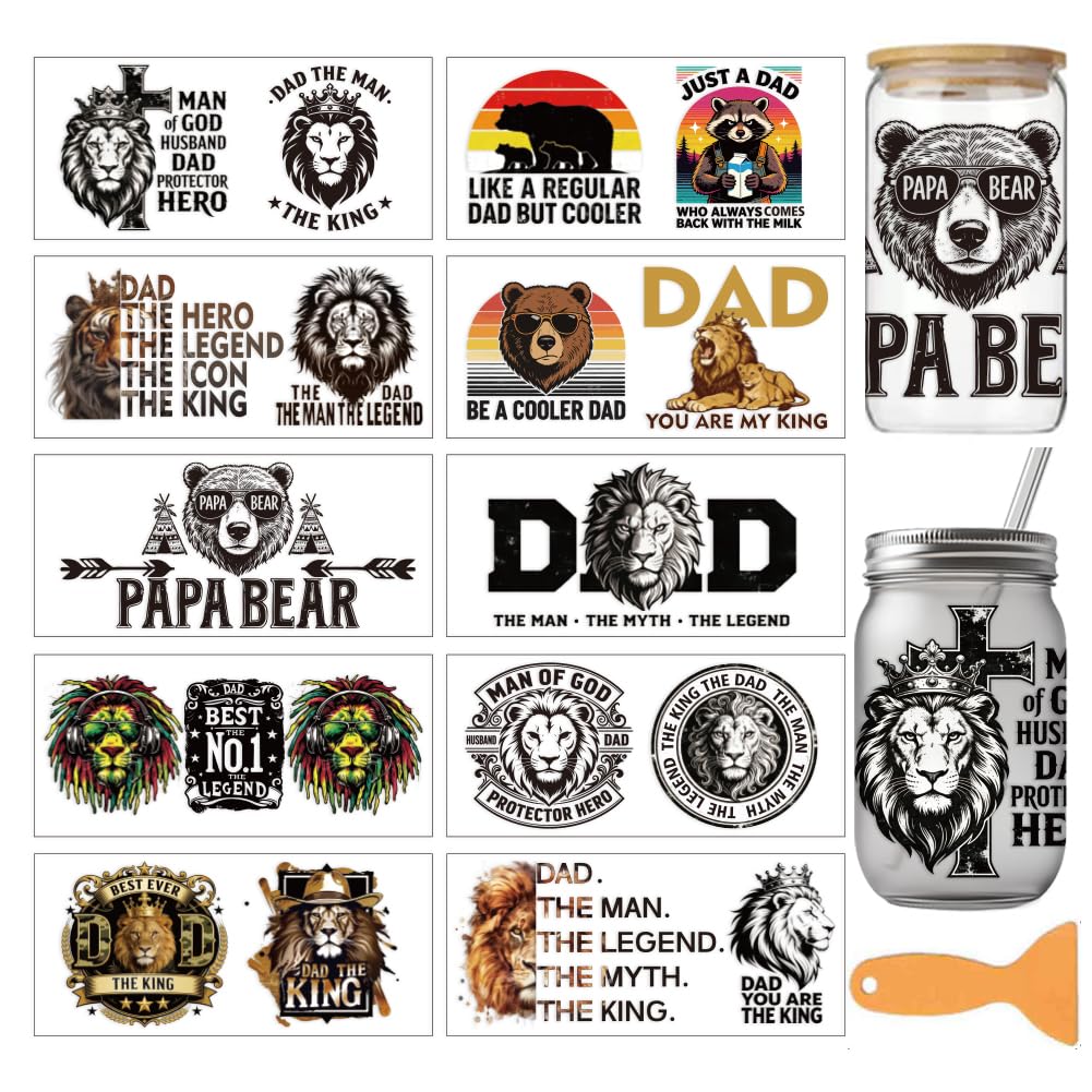 arricraft 10 Sheets World's Best Dad UV DTF Cup Wrap Stickers
