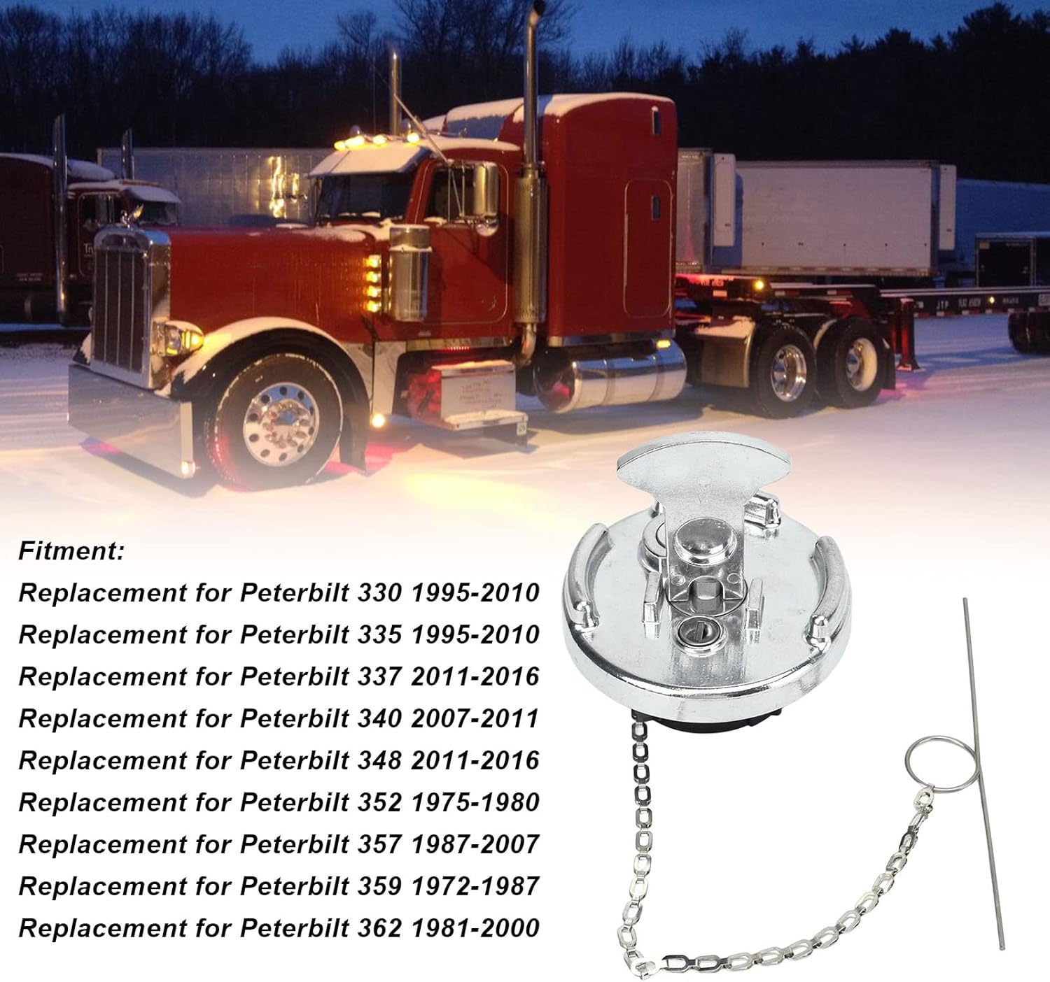 Locking D iesel Fuel Cap for Peterbilt Semi Trucks Prevent Unauthorized Access to Your Fuel Tank with a Lever-Style Locking Gas Cap. Compatible with 379, 389, 579 Trucks.