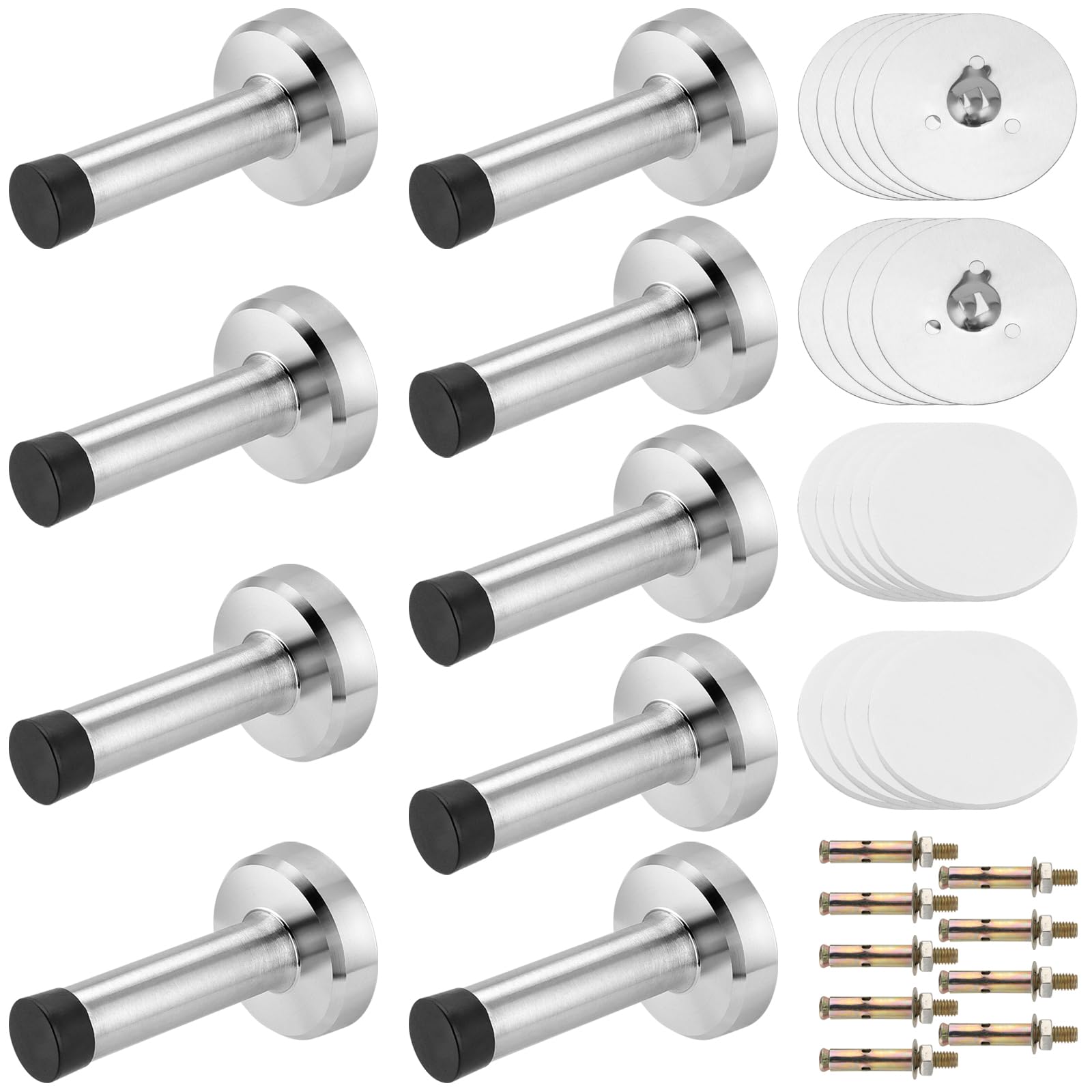 9 PCS 75mm Wall Mounted Door Stop, Stainless Steel Door Stoppers for Skirtings for Doors