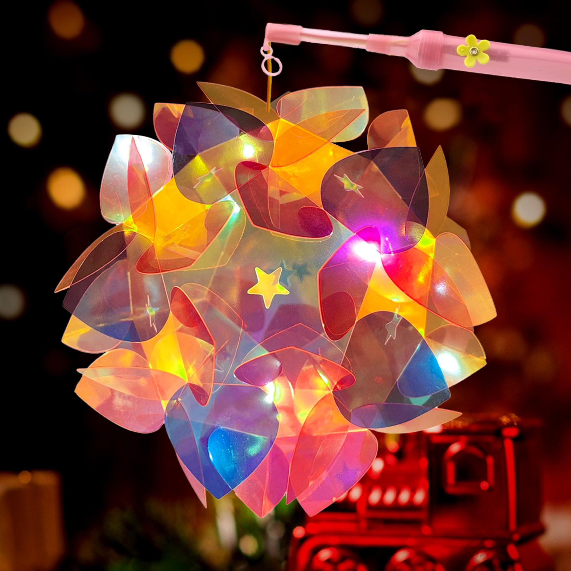 Kit Lanterna Fai Da Te Per Bambini, Con LED E Asta, Multicolore, Per San Martino, Natale E Halloween