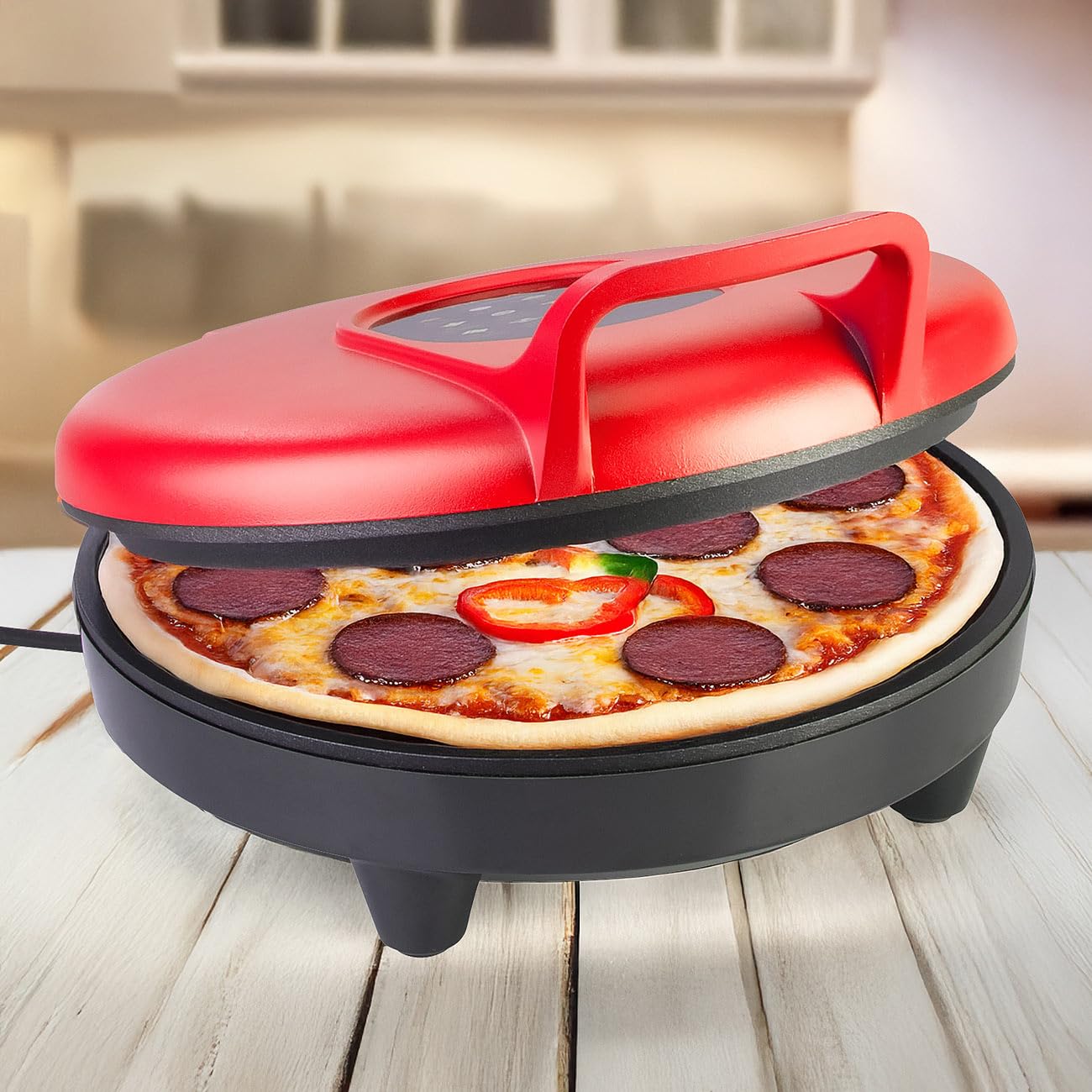 Rosenstein & Söhne Backofen: 2er-Set Pizza-Maker, 180 °C, Ober-/Unterhitze, Pizza mit Ø 27 cm (Pizzapfanne, Pfannen elektrisch, Grill)