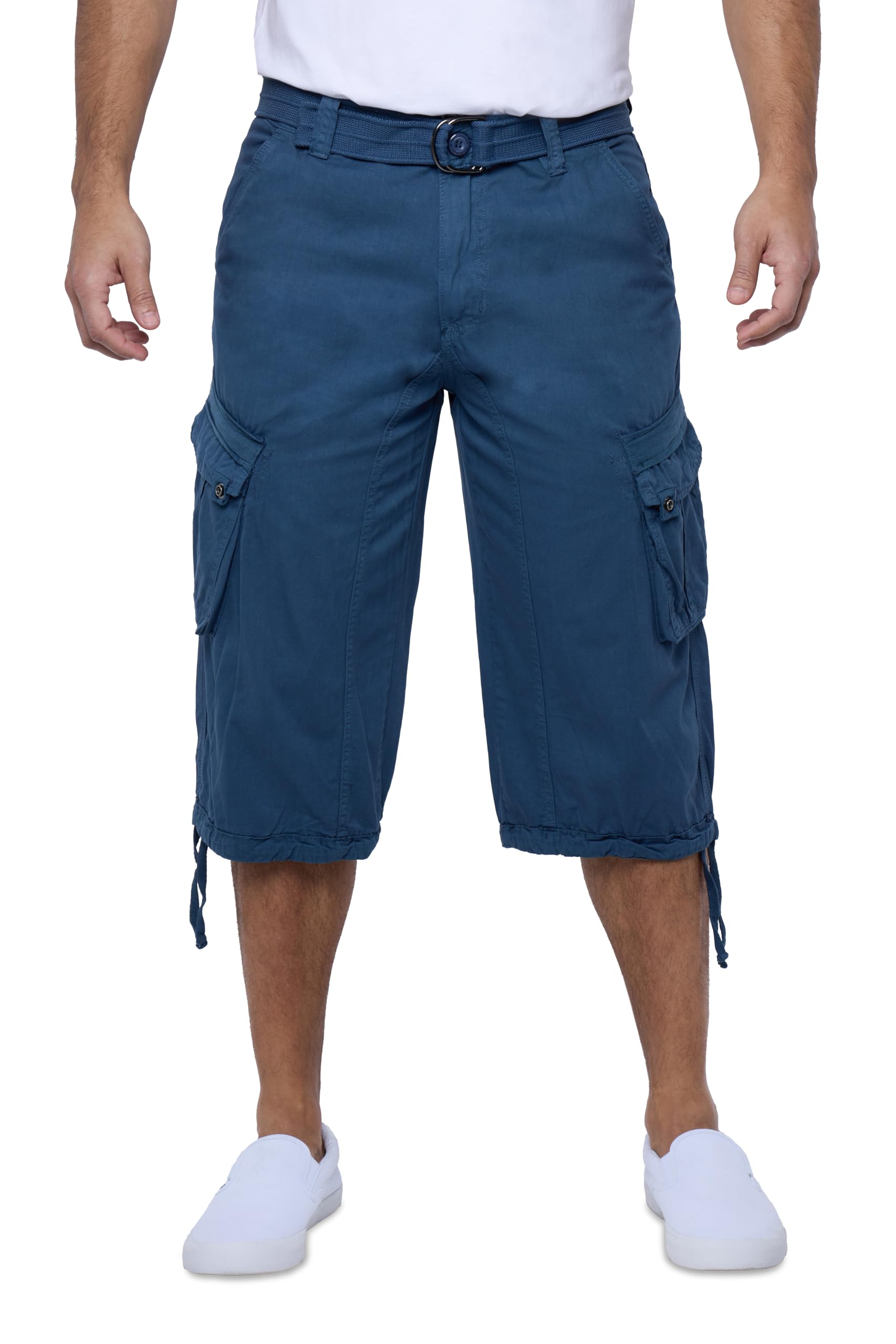 X RAY Men's Belted Long Cargo Shorts for Men, Below Knee Length Mens Cargo Shorts, 3/4 Pants (Big and Tall Shorts for Men)