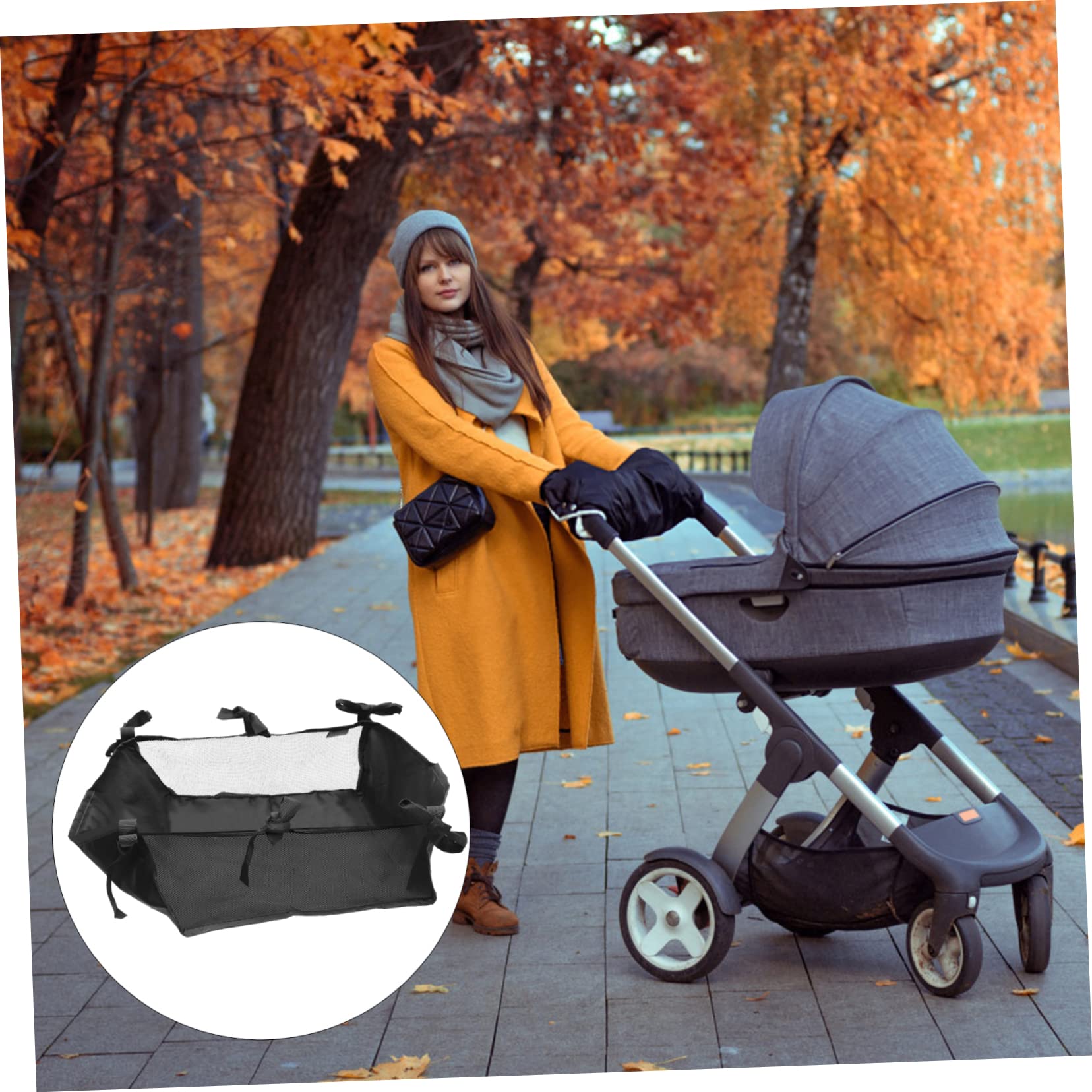 HAPINARY Stroller Storage Net Bag Large Capacity Organizer for Bottom Basket and Portable Stroller Accessories for Diapers Bottles and More