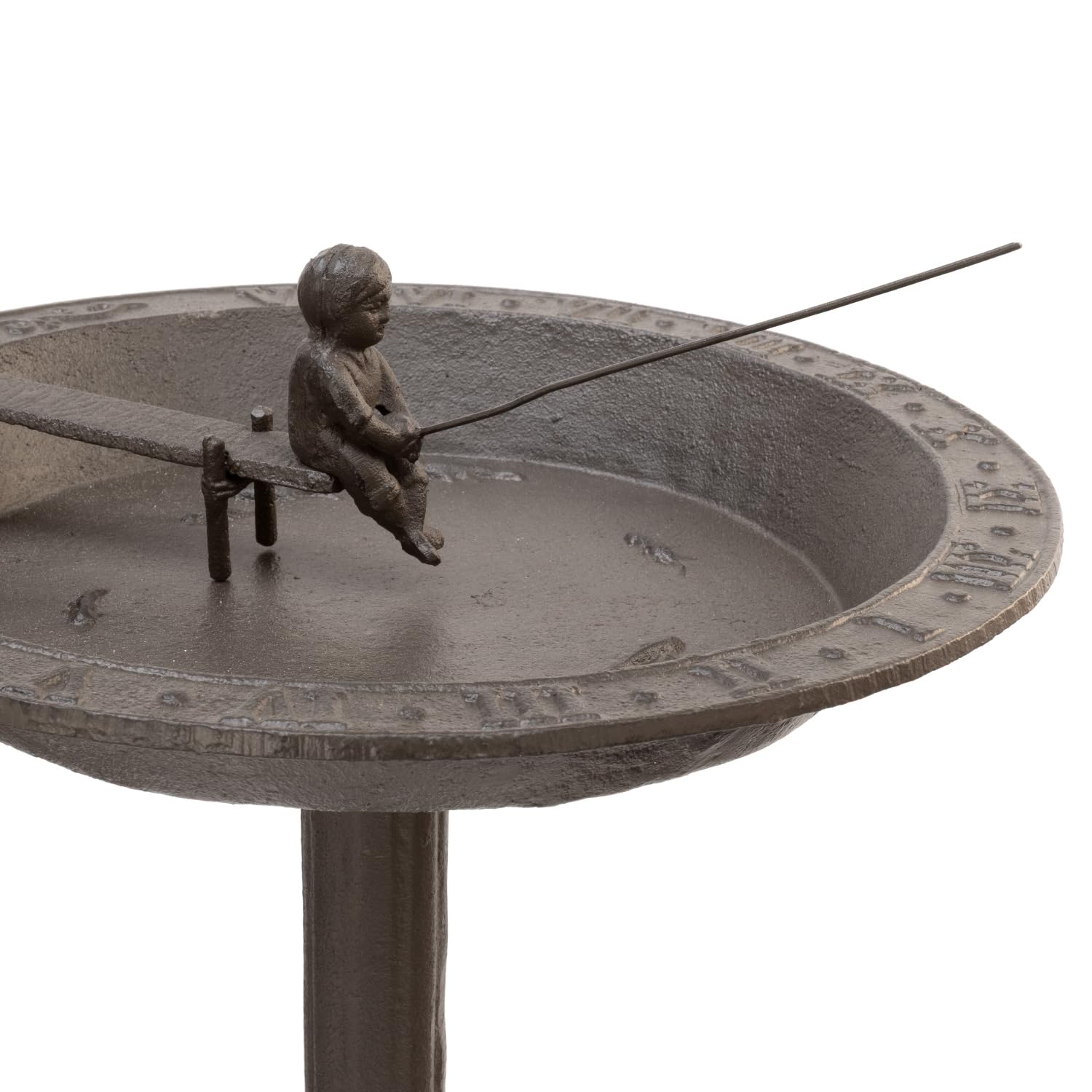 Moritz 2in1 Vogeltränke und Sonnenuhr Gusseisen Wildvogeltränke für Garten Vogelbad mit Ständer antikes Design 76cm hoch Braun