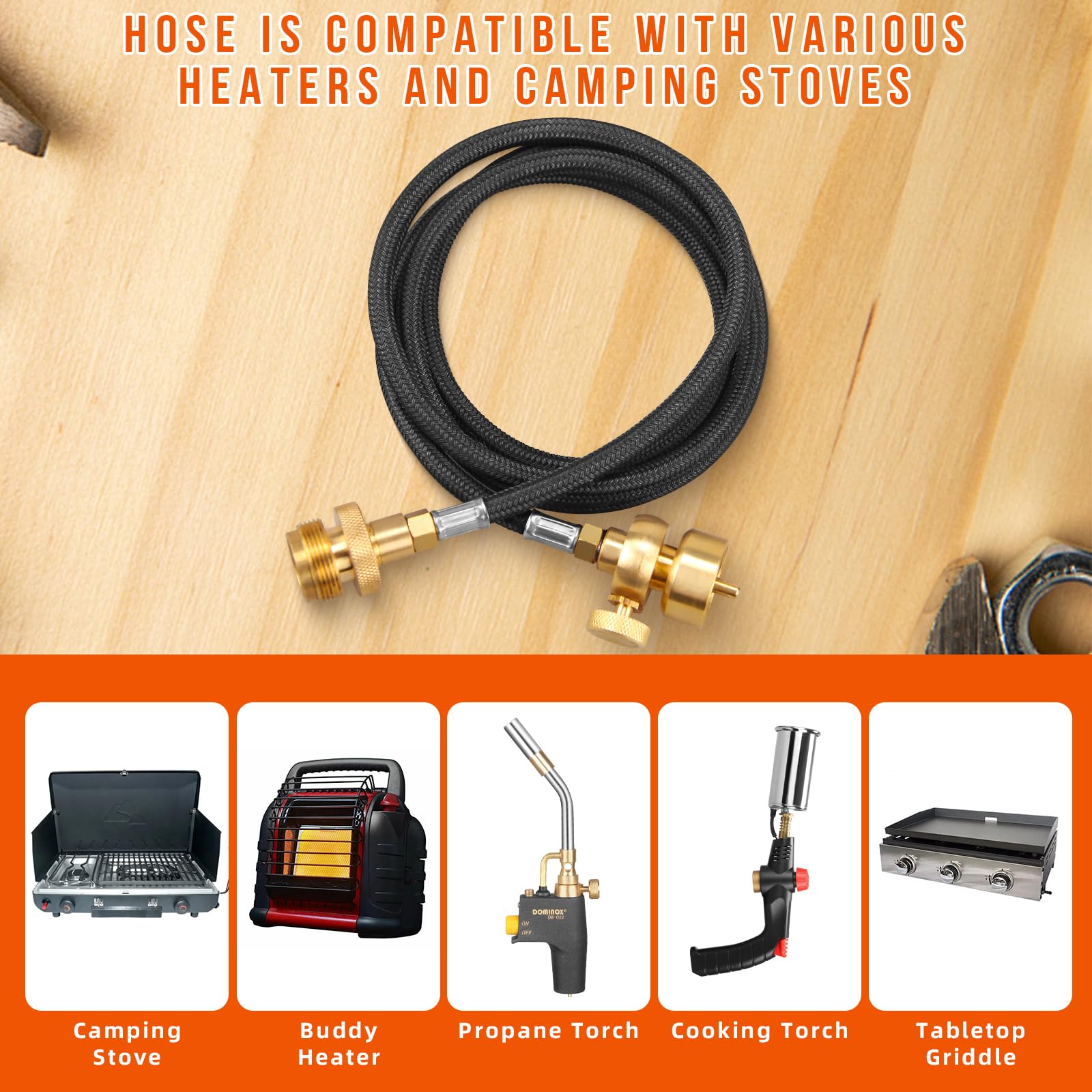 Torcia a propano con tubo da 1,5 m, base e clip per cilindro, torcia a gas per propano e Mapp, kit torcia a gas MAPP per saldatura, saldatura, cottura (non incluso serbatoio del gas)
