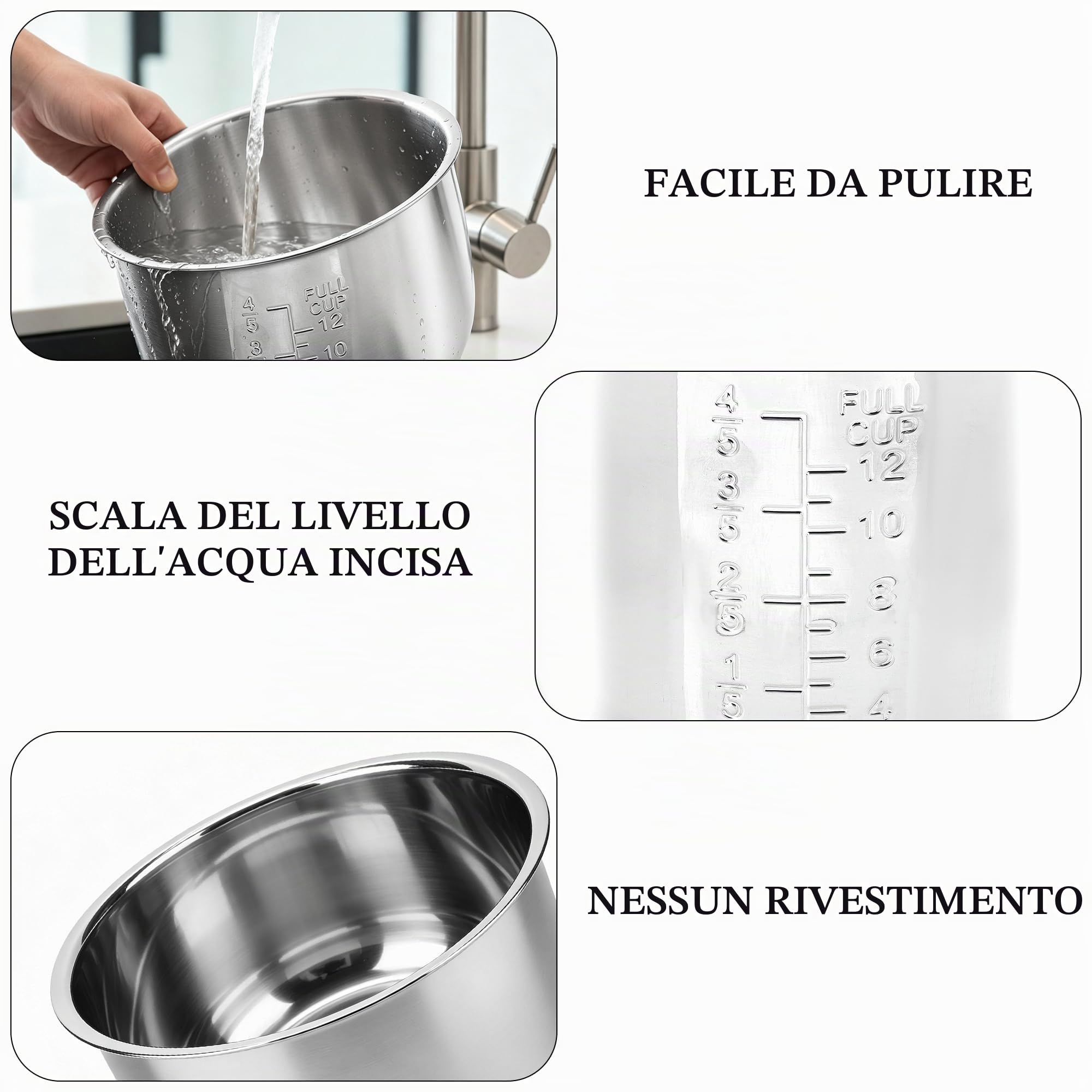 Linkidea - Ciotola interna in acciaio inox per cuociriso, compatibile con Instant Pot Duo 7-in-1, lavabile in lavastoviglie, senza rivestimento