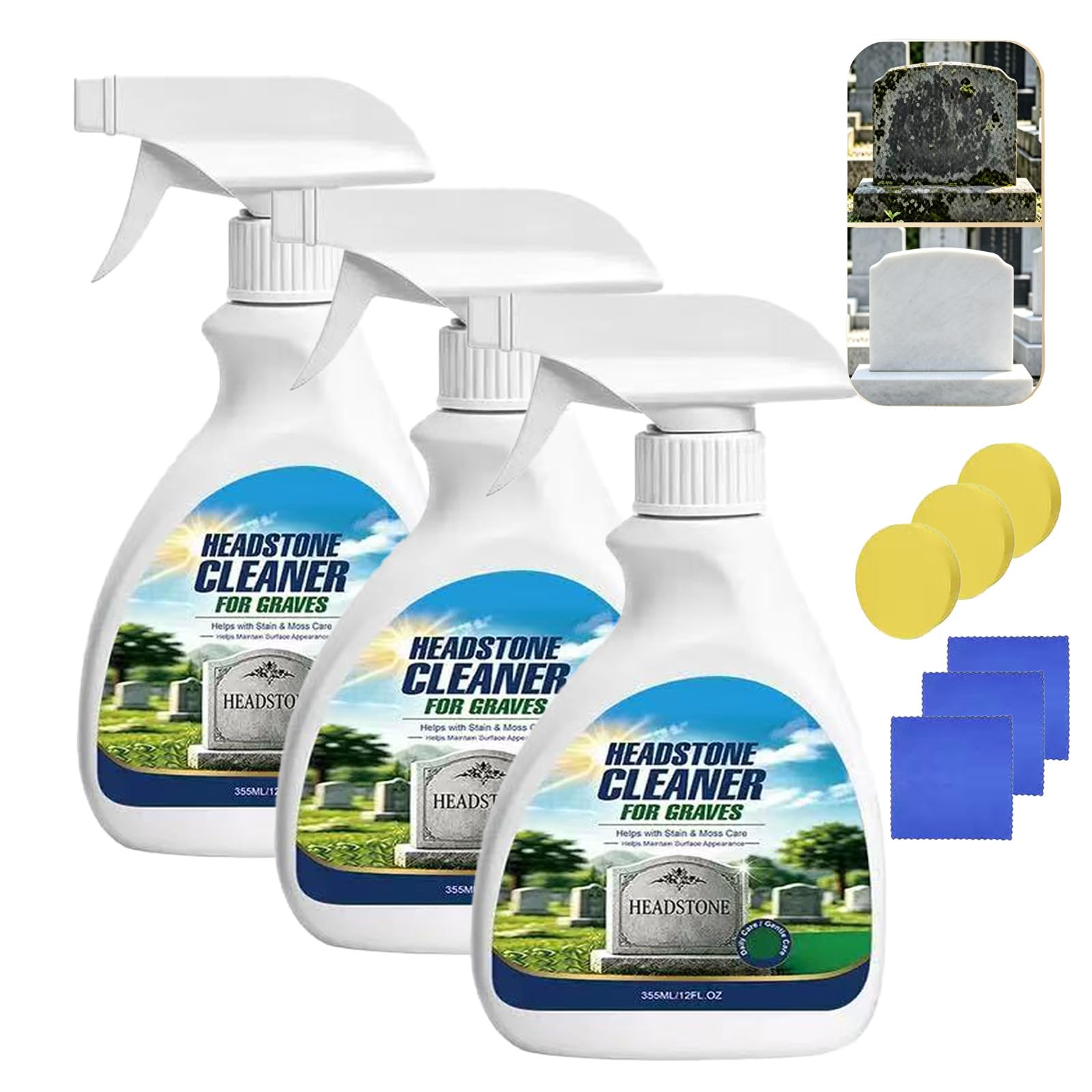 Pulitore per Lapidi in Granito, Marmo, Calcare e Monumenti (3pcs)