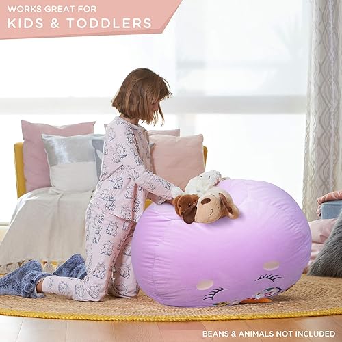 Miniatura 187 de Aubliss - Funda para organizar juguetes de felpa, se convierte en un puf cuando se rellena Se convierte en un puf para niños cuando está lleno. Aqua