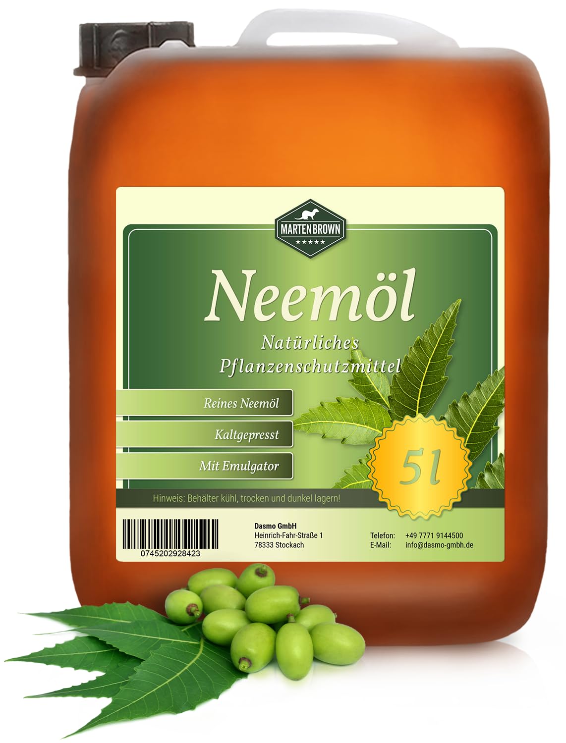 Martenbrown® Neemöl mit Emulgator 5 Liter - fertig gemischt für sofortige Anwendung/Zur natürlichen Pflanzenpflege für Zimmerpflanzen/Gartenpflanzen