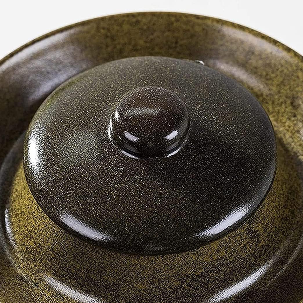 Green Traditional Chinese Porcelain Pickle Jar, Thickened Ceramic Fermentation Crock Pickling Pot,Fermenting Jar with Water Seal Airlock Lid Stoneware Fermenter for A