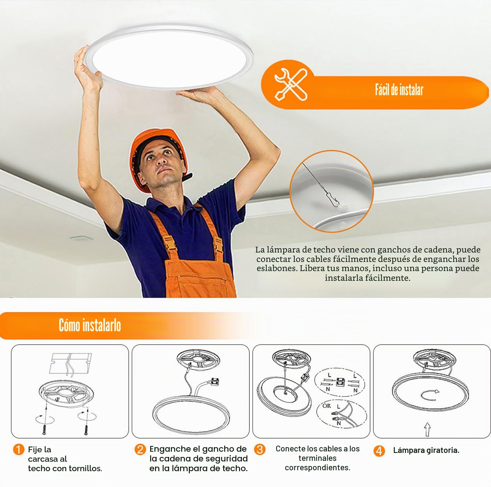 Lampara Techo,24W 3000K-6500K Plafones para Techo LED Regulable,3000LM IP40 Impermeable Plafon LED Techo Redonda con Mando a Distancia,Brillo Ajustable,Fácil de Instalar,Ø29*H2.5cm
