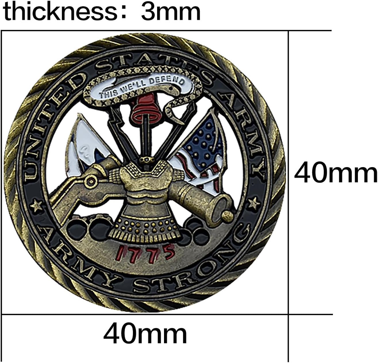 US Army Challenge Coin - 1.57 Inch Military Coin with 'This We'll Defend' and Army Values, for Veterans and Military Enthusiasts