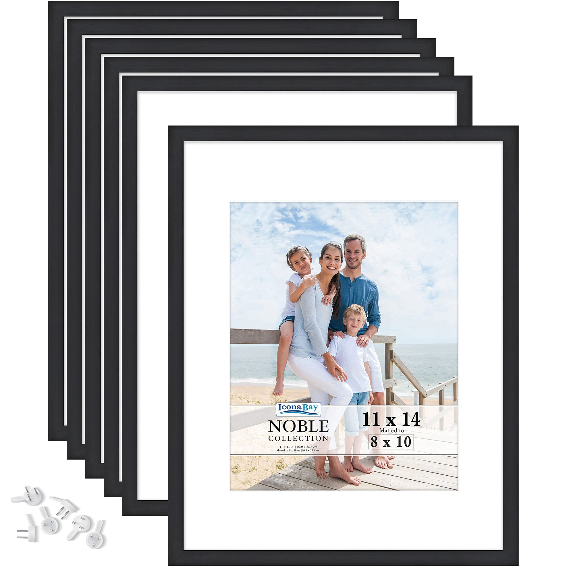 Cornice Portafoto In Legno Rustico Bianco 11x14 - Con Tappetino Per Foto 8x10, Per Parete