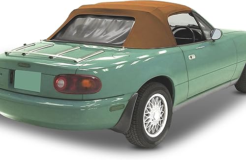 KUAFU Parte superior suave convertible compatible con Mazda Miata 1990-2005 con tela de vela de vidrio calefactada color marrón vinilo