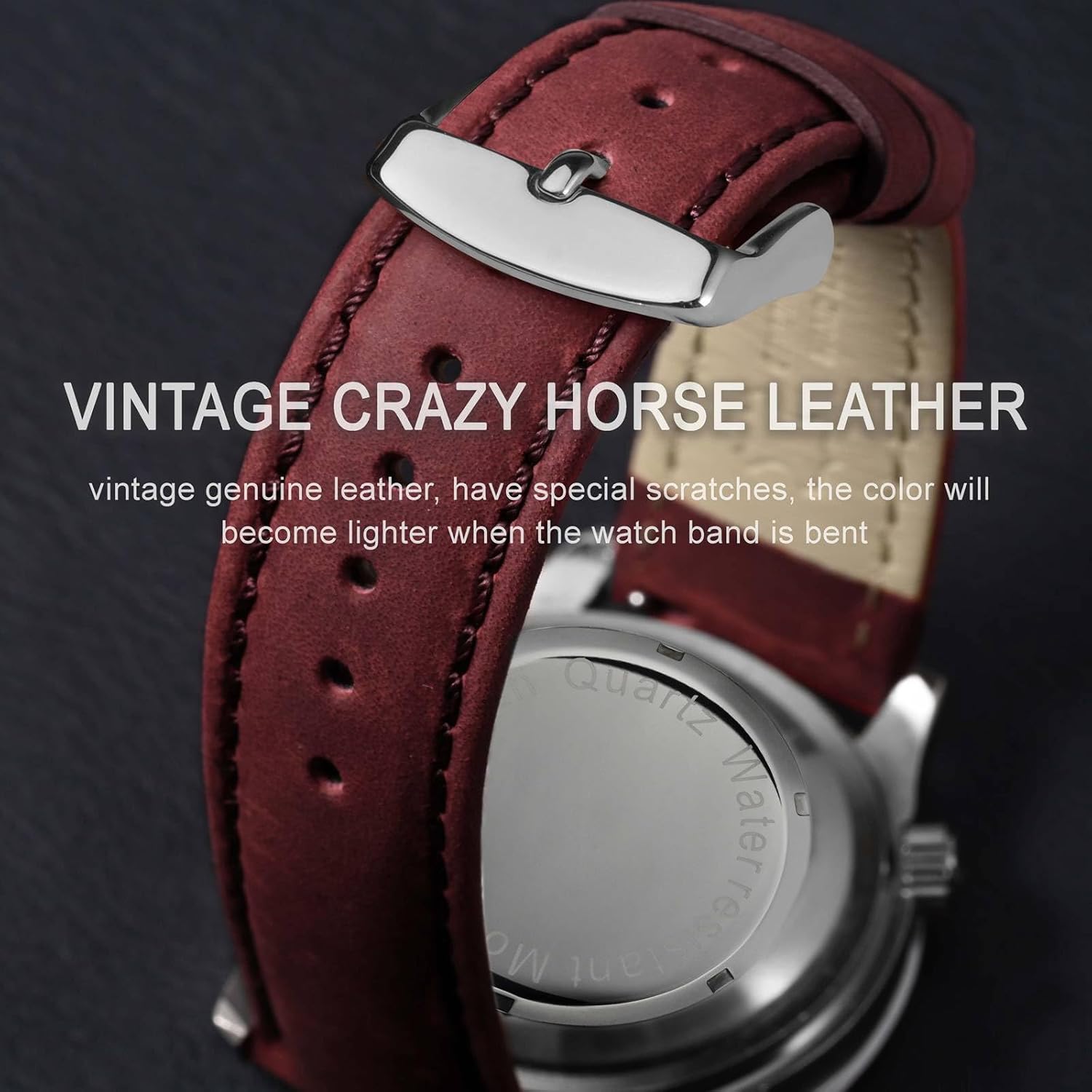 ANNEFIT Quick Release Watch Band for Men Women, Vintage Crazy Horse Leather Watch Strap 18mm 20mm 22mm - Image 7