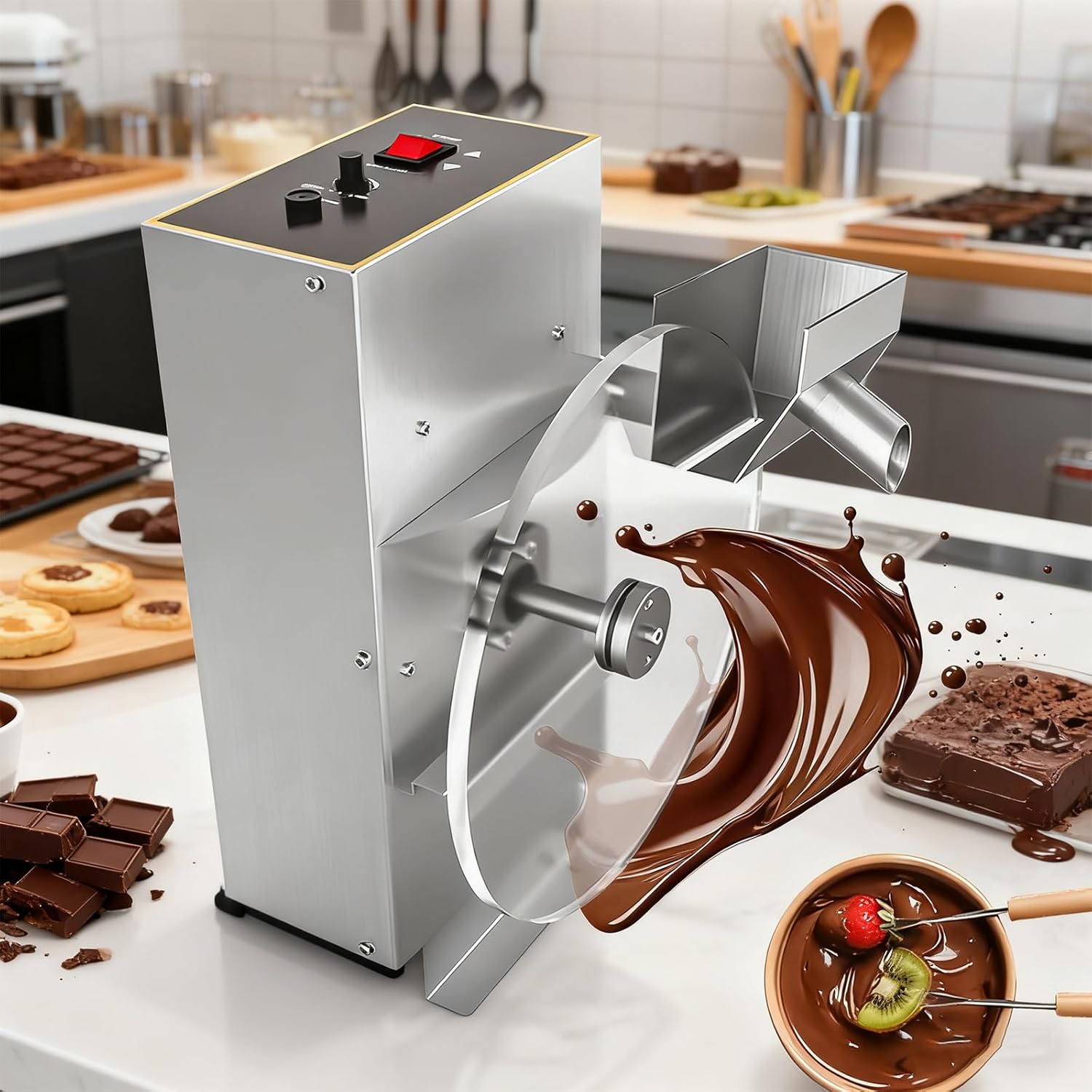 Professional Chocolate Mixer Machine - 35-55RPM Speed Control for Smooth Tempering, Coating & Molding - Stainless Steel Commercial Grade A