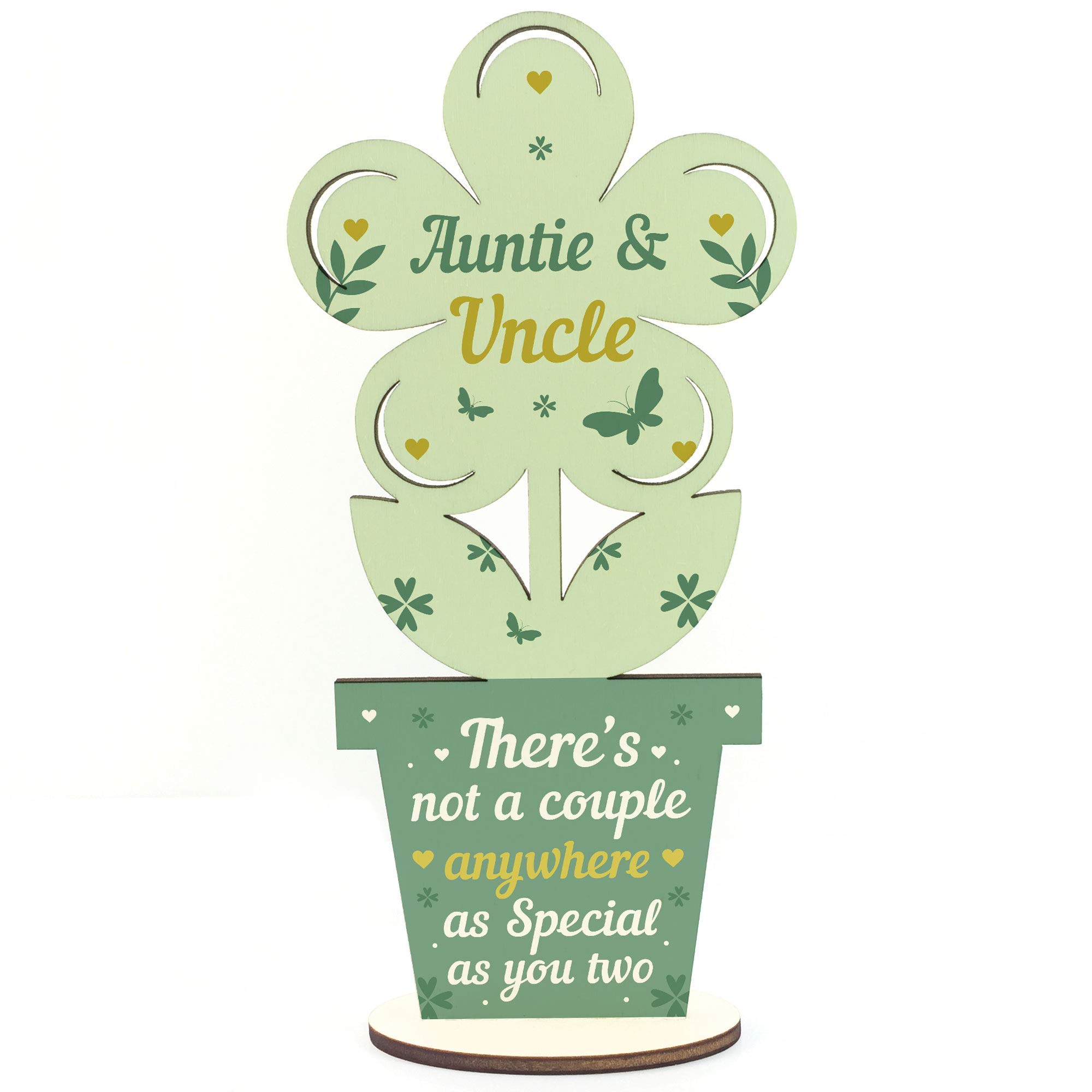 RED OCEAN Auntie and Uncle Wooden Flower Aunite Uncle Birthday Christmas From Niece Nephew Sister LOVE Keepsake