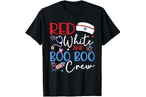 Red White & Boo Boo Crew 4th of July Nurse Nursing Crew Neck Tee