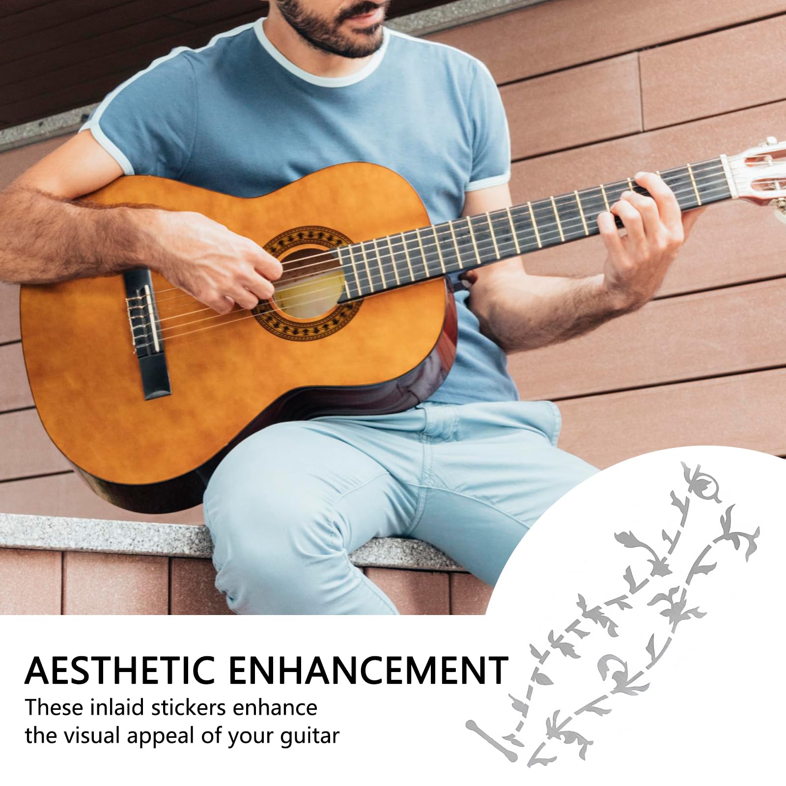Musiin Electric Guitar fretboard Marker Inlay Tree of Life Sticker Decal (Silver Shells) - Image 3