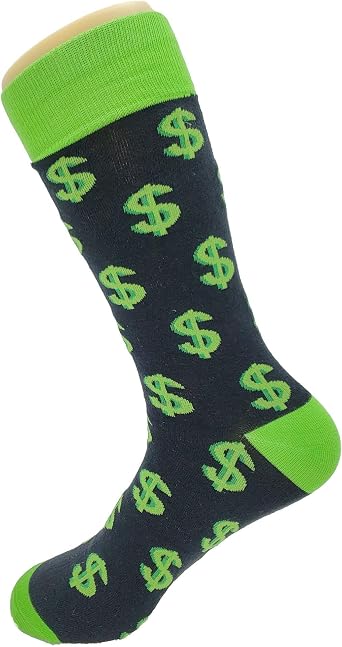 Money Dress Socks Funny Novelty Crazy Fun Design Men Size 8-12 Cotton Casual Crew Colorful Funky Fancy Socks Gift for Men