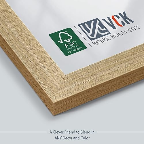 Miniatura 4 de VCK Juego de 3 portarretratos de 14 x 22 pulgadas, color roble, madera maciza natural, marco de galería de pared exclusivo con textura