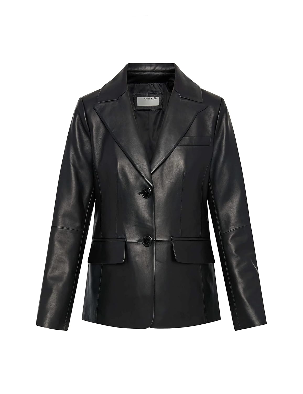 Anne Klein Womens Classic Genuine Leather Blazer Jacket