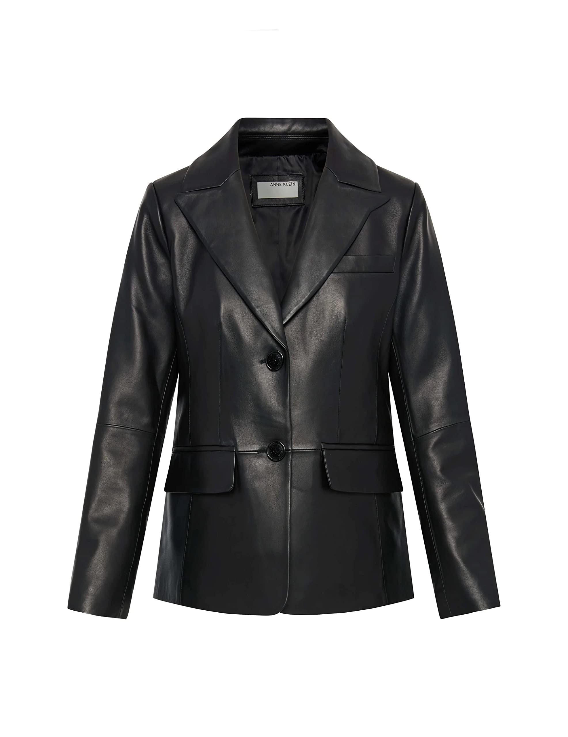 Anne Klein Womens Classic Genuine Leather Blazer Jacket