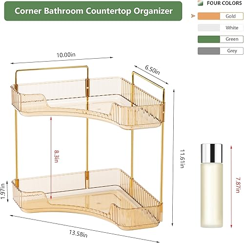 Miniatura 2 de Organizador de esquina para mostrador de baño, estante de encimera de baño, organizador de maquillaje para tocador, bandeja de perfume