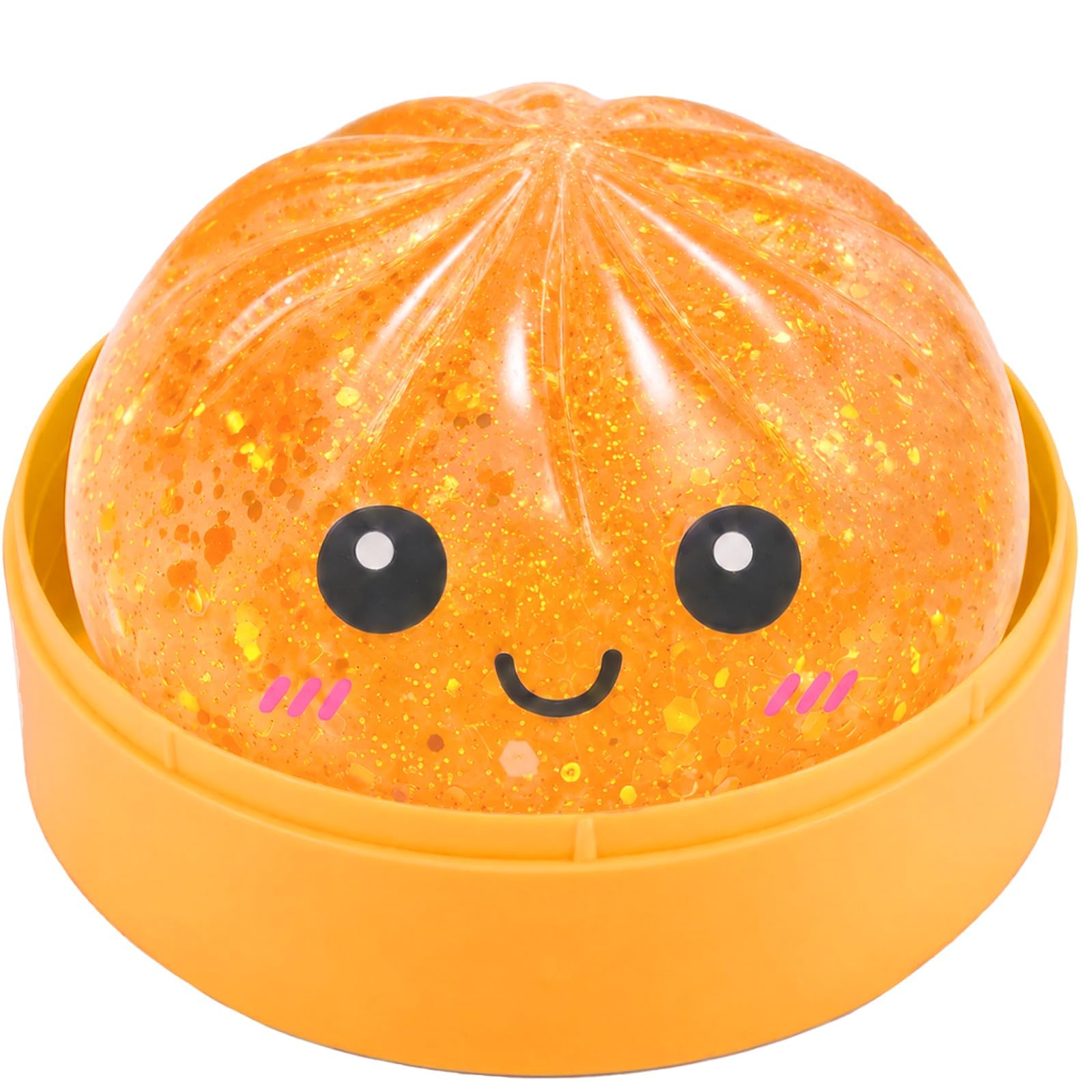 Sensory Dumpling Squishy,Squishies Fidget Toy,Cute Anxiety Relief Items Designed to Help Stress Relieve for Adults,Christmas Stocking Stuffer with Food Steamer and Stretch Desk Toys (Orange)