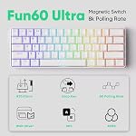 FUN60 Ultra Clavier de jeu rapide de déclenchement 8k Commutateur magnétique TMR Clavier filaire en aluminium 60% Blanc brillant MagMech, Commutateur magnétique d'éblouissement