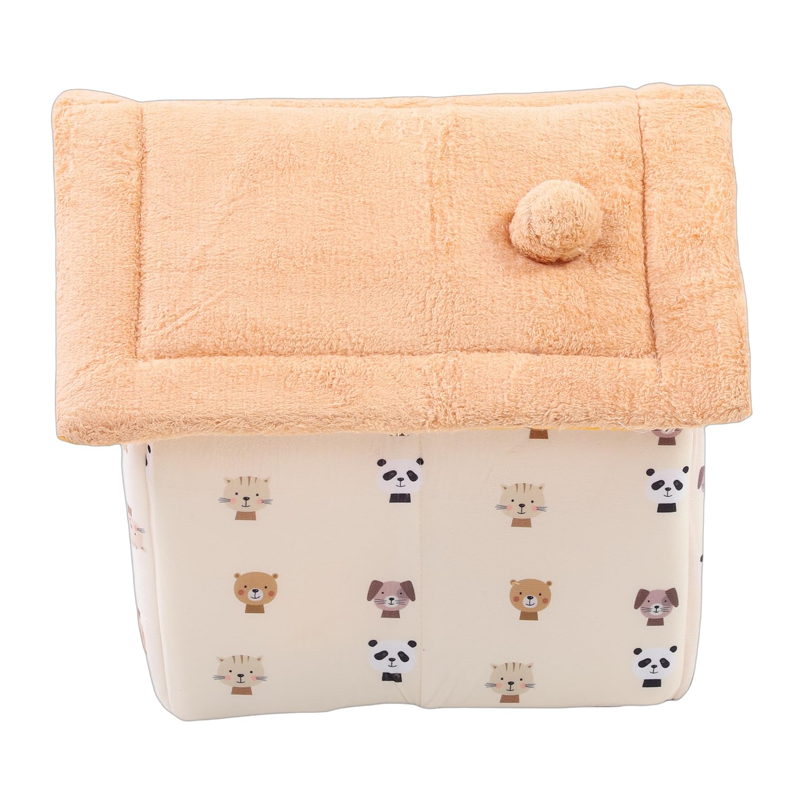 lyrlody Cuccia per Gatti Chiusa, Cuccia per Gatti in Peluche Lavabile con Imbottitura Rimovibile, Rifugio Accogliente per Fino a 16,5 Libbre (Taglia M gialla)