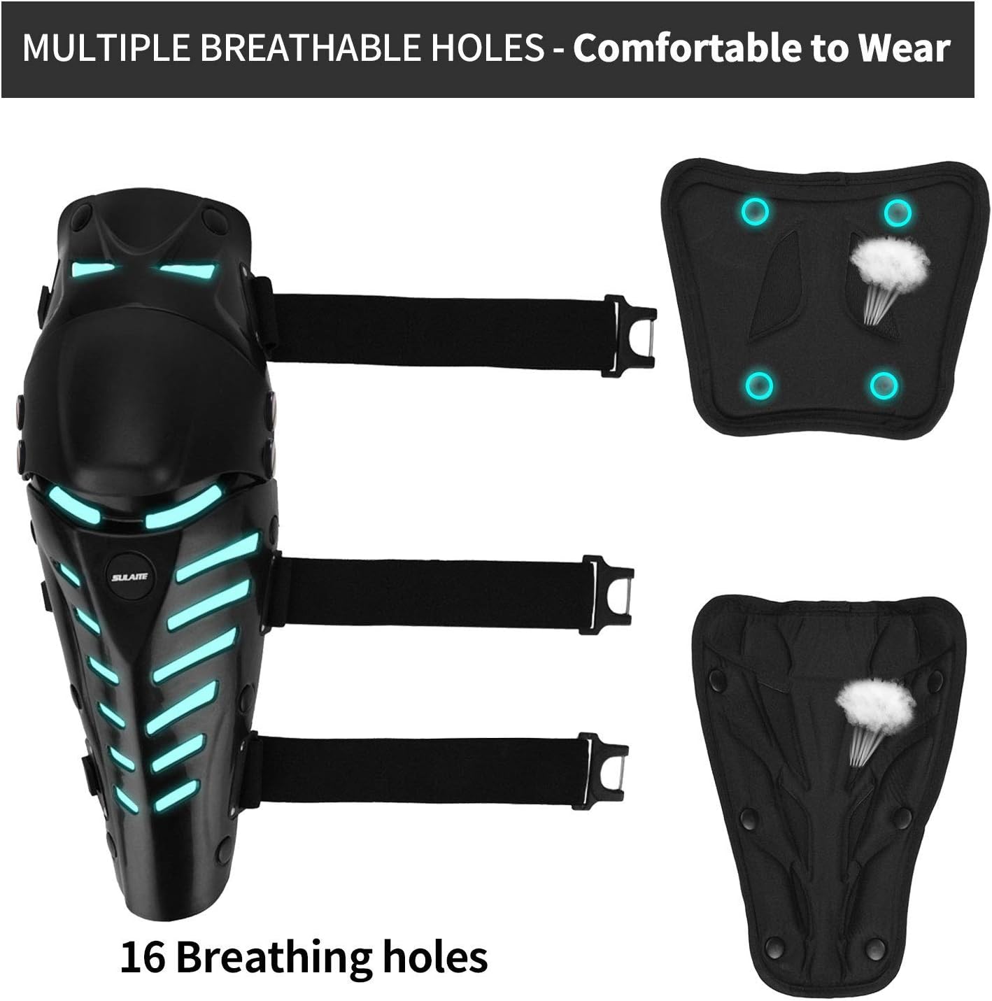 Gute Motorcycle Protective Jacket and Knee Pads, Sport Motocross Full Body Armor Protector for Men, Black Adjustable Long Leg Sleeve Gear Crashproof Nonslip Protective Shin Guards -1 Pair