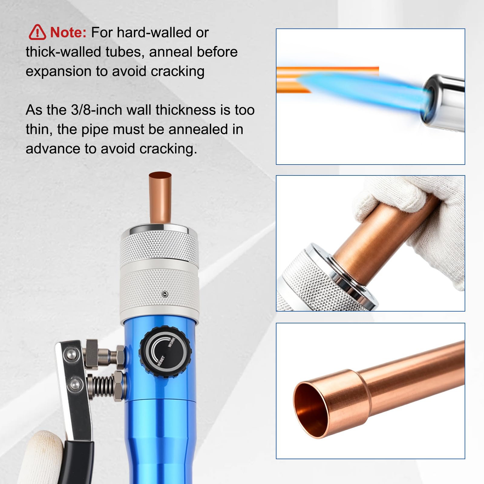 Hydraulischer Rohr-Expander Swaging Tool Set, 0,95 cm bis 3,8 cm OD HVAC Rohr Expander Werkzeuge mit 7 Expanderköpfen, Rohrschneider, Entgratwerkzeug, Bördelwerkzeug HVAC für Kupfer/Aluminium